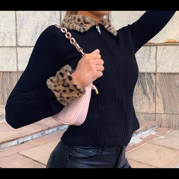 Faux Fur Leopard Print Cardigan - Picture 6 of 6